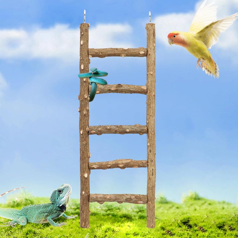 Neeenn Natural Pepper Wood Parrot Ladder, 5-Step Bird Climbing Toys, Suitable for Parrots, Parakeets, Cockatiels - Image 1